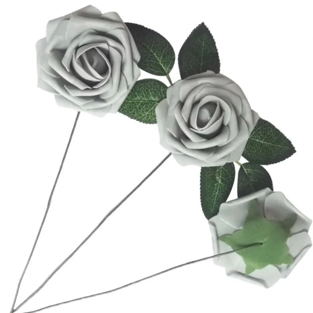 25 Count | Gray Grey Silver Artificial Flowers Wedding Floral Centerpiece